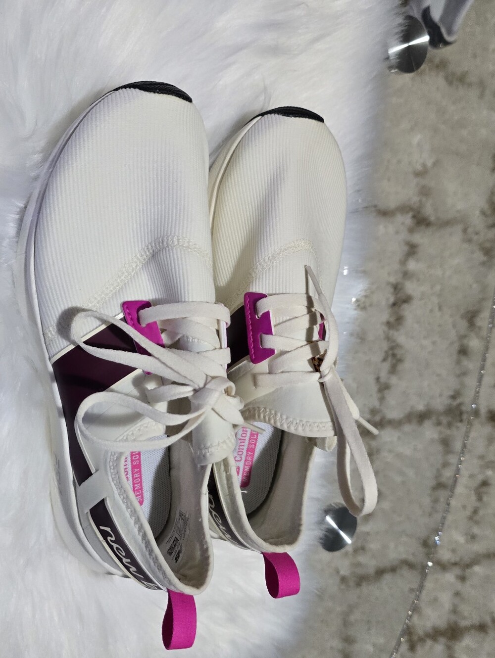 New Balance Cream and Pink Women's Knit Slip-On Sneakers